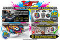 Promotional graphic for wholesale DTF (Direct to Film) transfers, showing a colorful lion graphic being printed on a t-shirt by a heat press machine, alongside sample designs like a lion and a skull. The image features the 'Wholesale DT' logo and text highlighting features like 'Cut to exact size', '24H production', and '75+ wash cycle durability'.